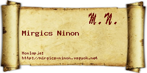 Mirgics Ninon névjegykártya